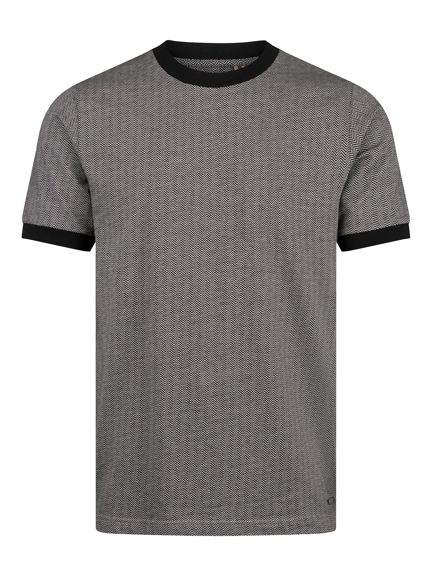 Albaicin Cotton Herringbone T-Shirt - Black/Cement sold by Luke 1977