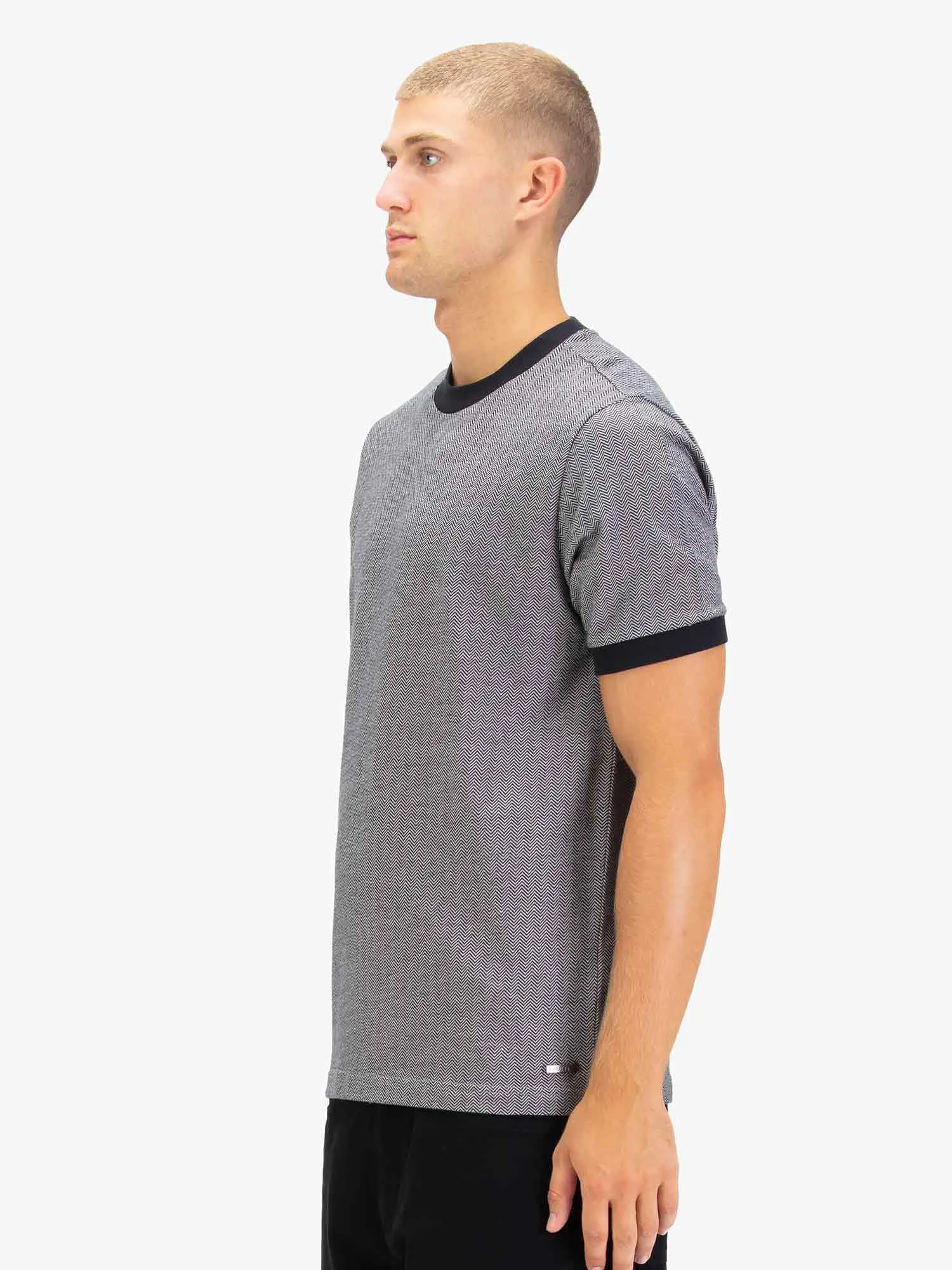 Albaicin Cotton Herringbone T-Shirt - Black/Cement sold by Luke 1977 product image thumbnail 3