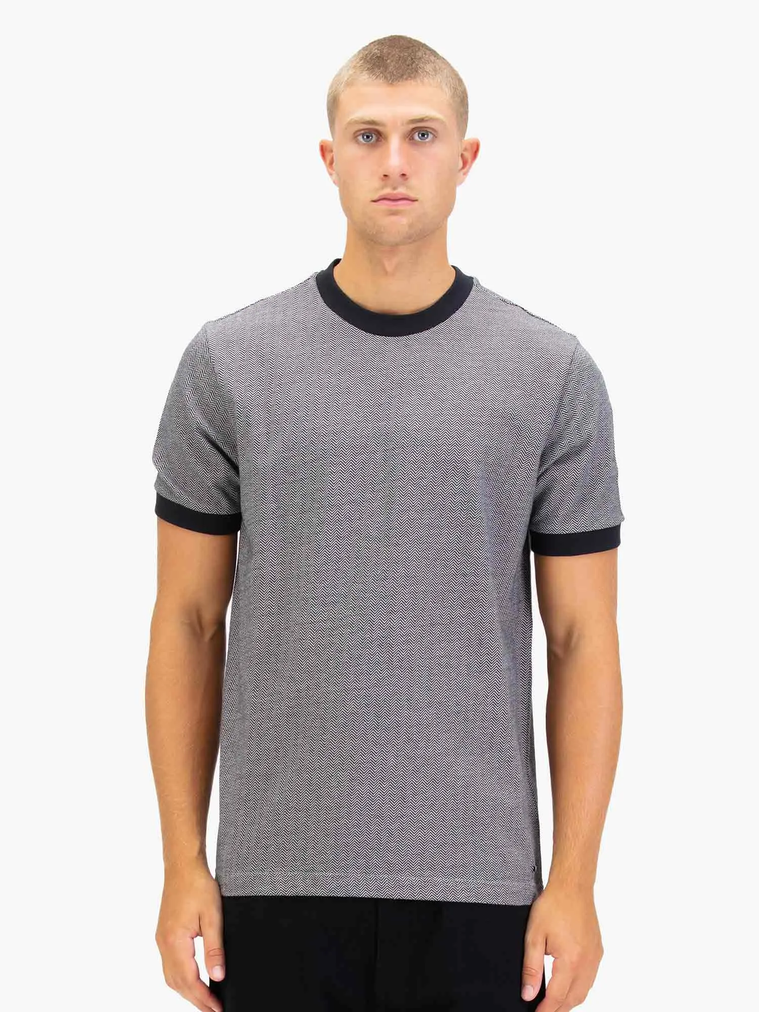 Albaicin Cotton Herringbone T-Shirt - Black/Cement sold by Luke 1977 product image thumbnail 2