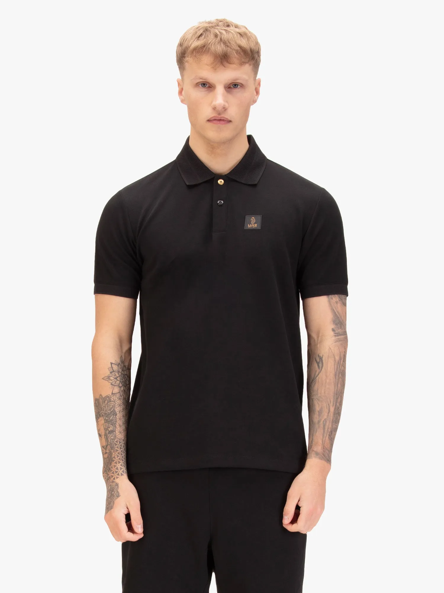 Makati Cotton Piqué Polo Shirt - Black sold by Luke 1977 product image thumbnail 2