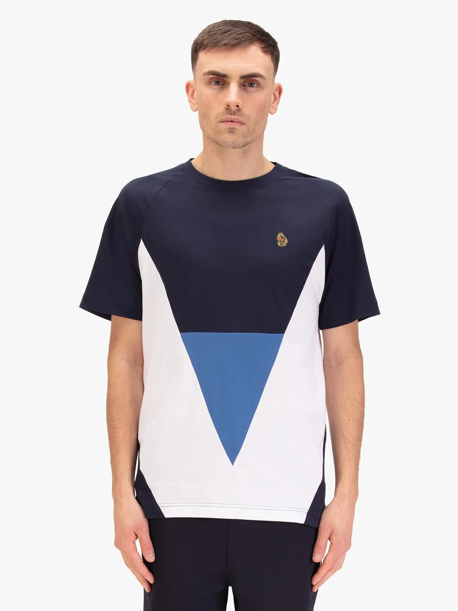 Obliged Chevron Panel Oversized T-Shirt - Navy sold by Luke 1977 product image thumbnail 2