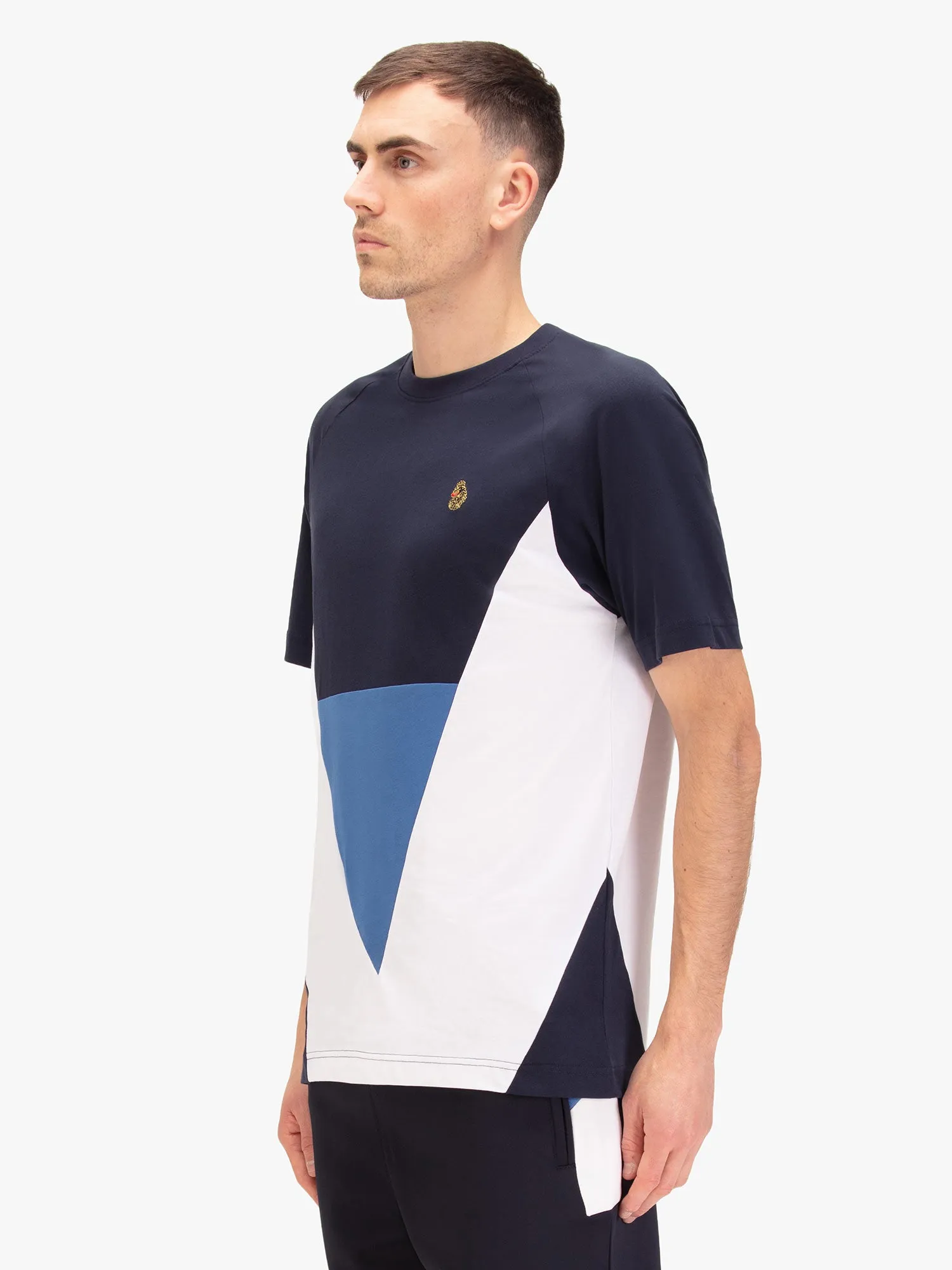 Obliged Chevron Panel Oversized T-Shirt - Navy sold by Luke 1977 product image thumbnail 3