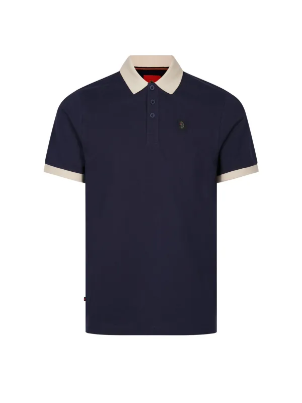 Williams 2500 Cotton Piqué Contrast Collar Polo Shirt - Navy made by Luke 1977