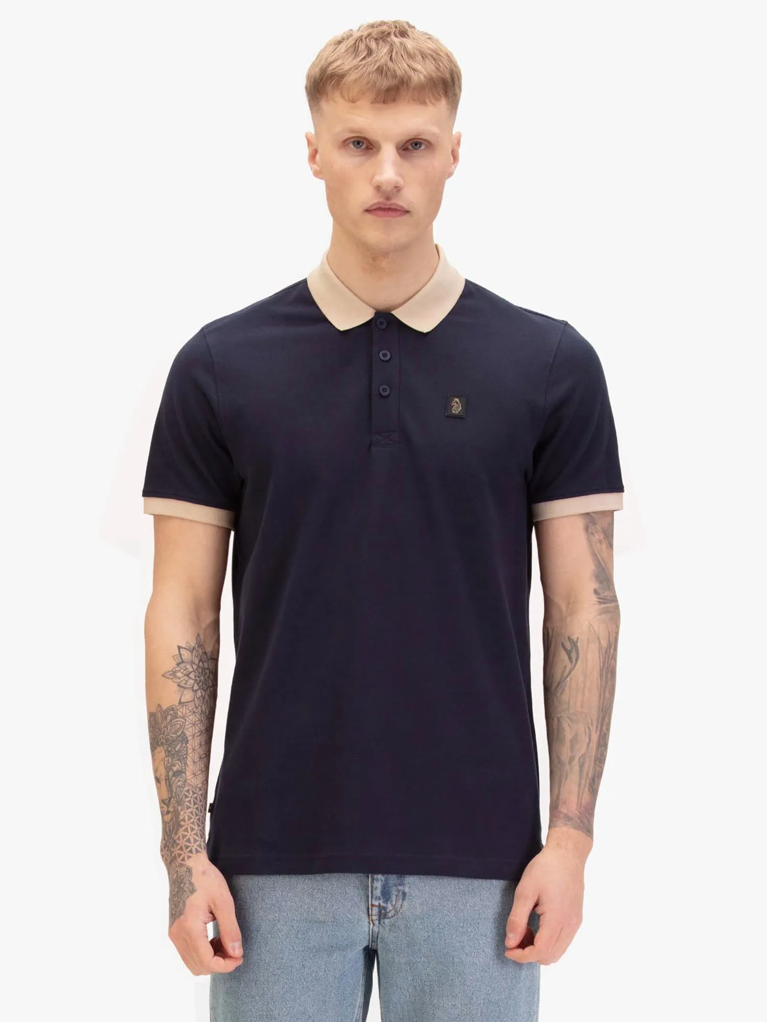 Williams 2500 Cotton Piqué Contrast Collar Polo Shirt - Navy sold by Luke 1977 product image thumbnail 2