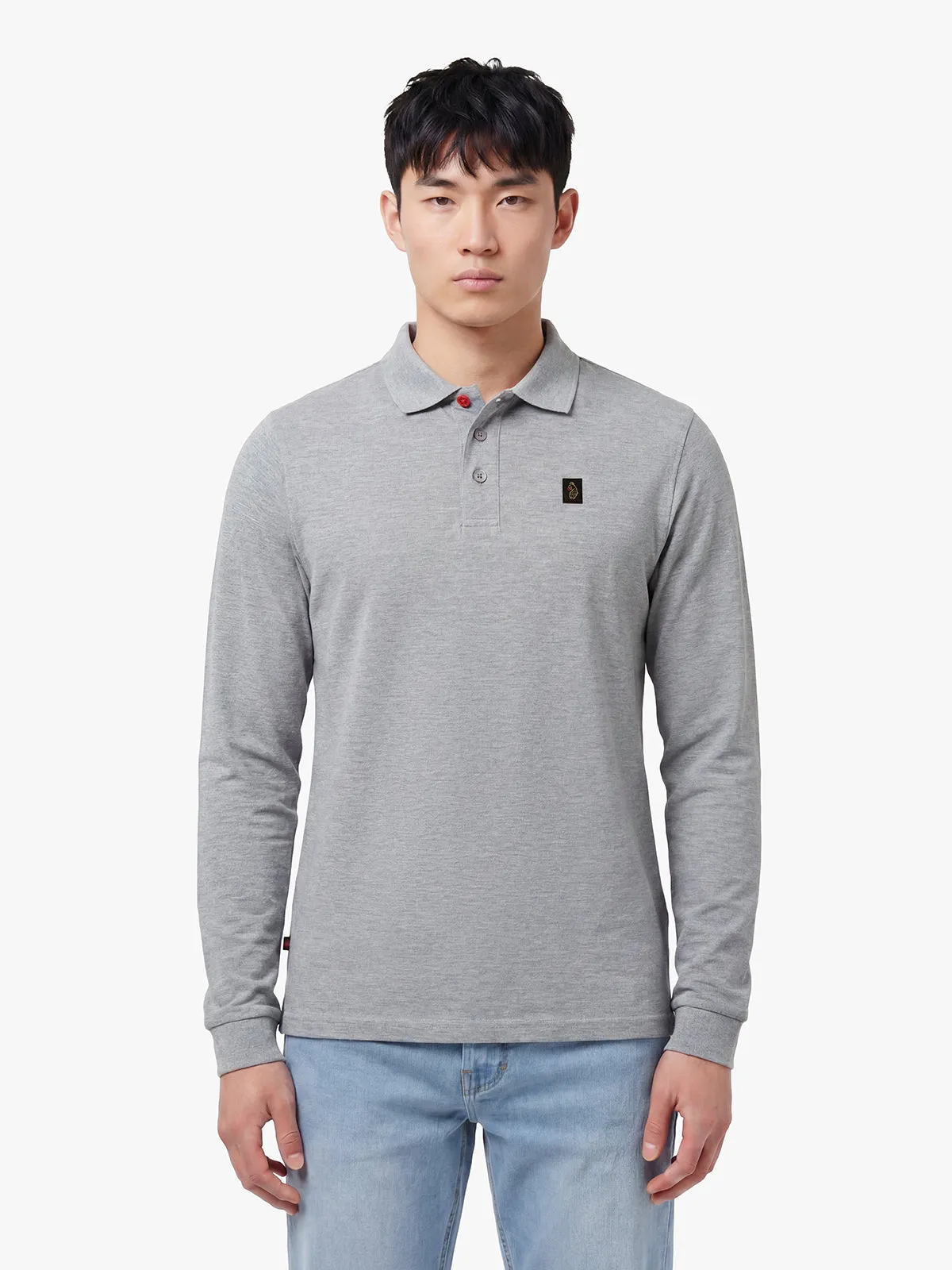 Williams 2500 Cotton Piqué Long Sleeve Polo Shirt - Marl Grey sold by Luke 1977 product image thumbnail 2