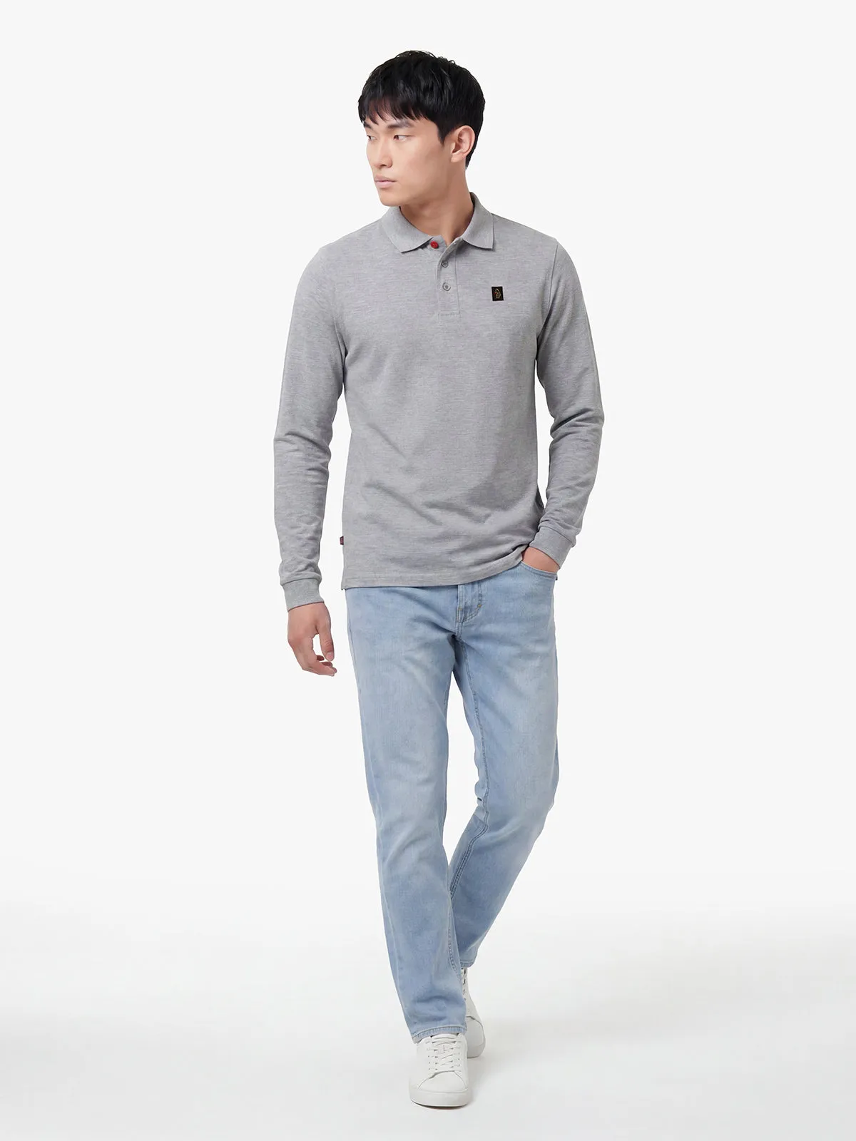 Williams 2500 Cotton Piqué Long Sleeve Polo Shirt - Marl Grey sold by Luke 1977 product image thumbnail 4