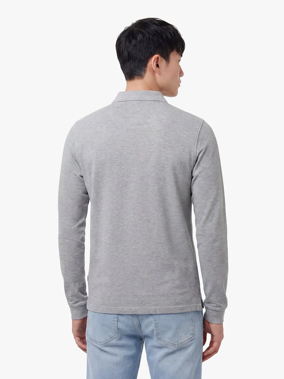 Williams 2500 Cotton Piqué Long Sleeve Polo Shirt - Marl Grey sold by Luke 1977 product image thumbnail 3