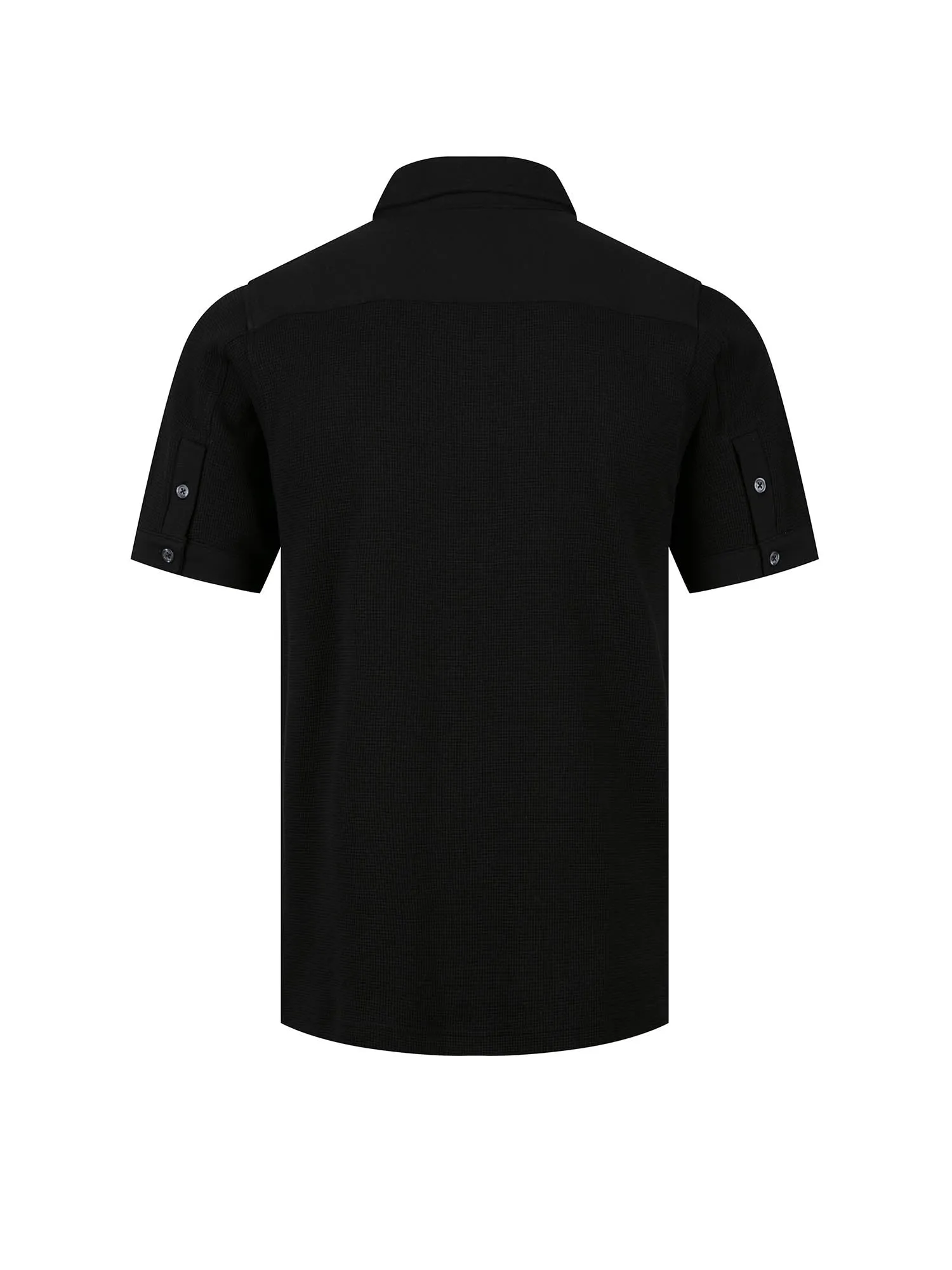 New Larry Textured Waffle Cotton Polo Shirt - Black sold by Luke 1977 product image thumbnail 5