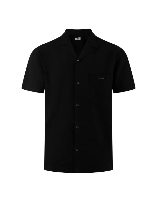 Millook Textured Cotton Short Sleeve Shirt - Black made by Luke 1977