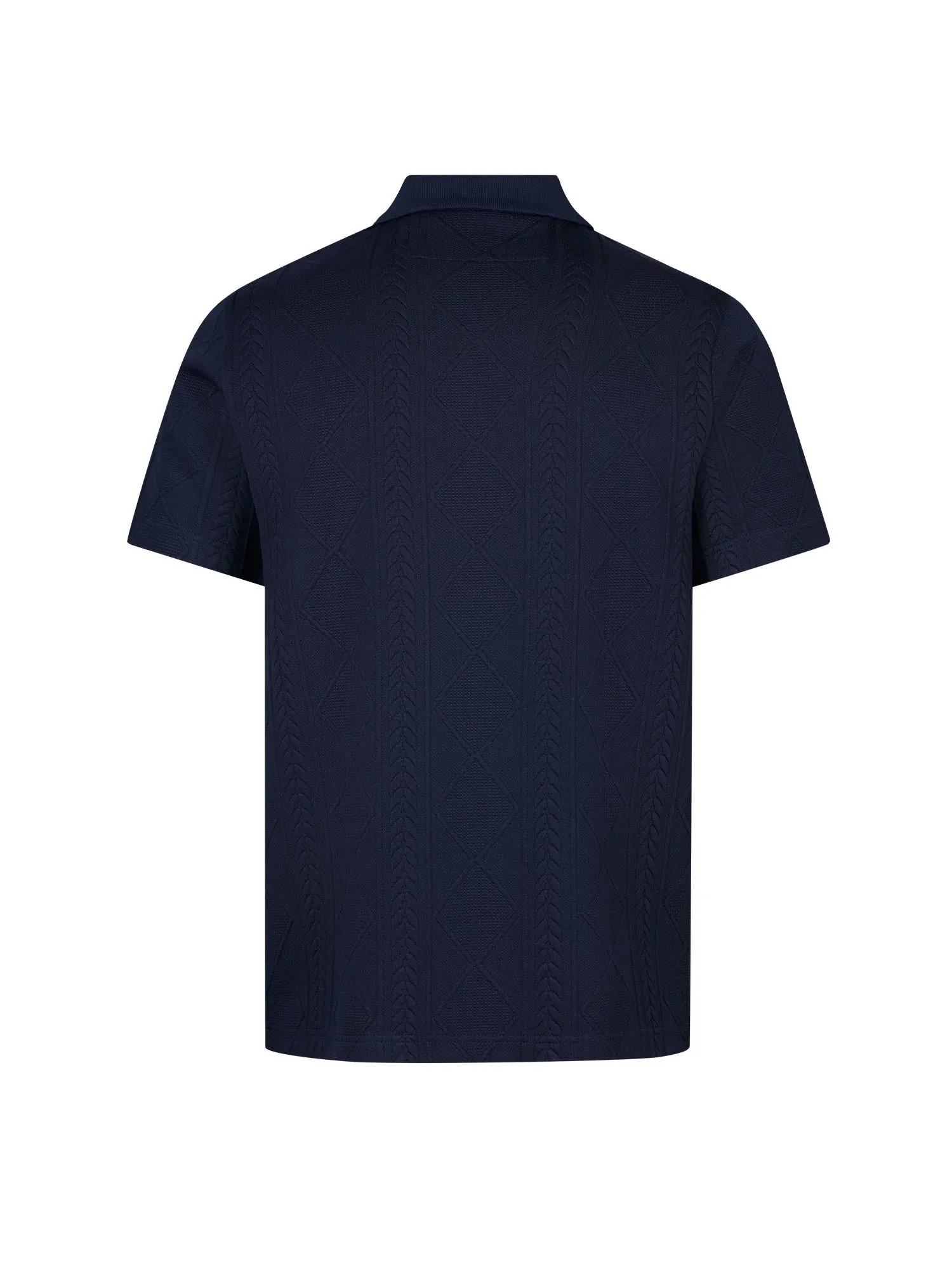 La Fe Argyle Textured Polo Shirt - Navy sold by Luke 1977 product image thumbnail 5