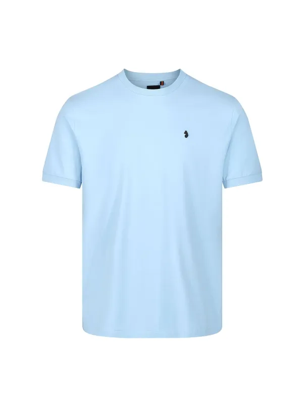 Shanghai Modal Button Cuff Detail T-Shirt - Sky Blue made by Luke 1977