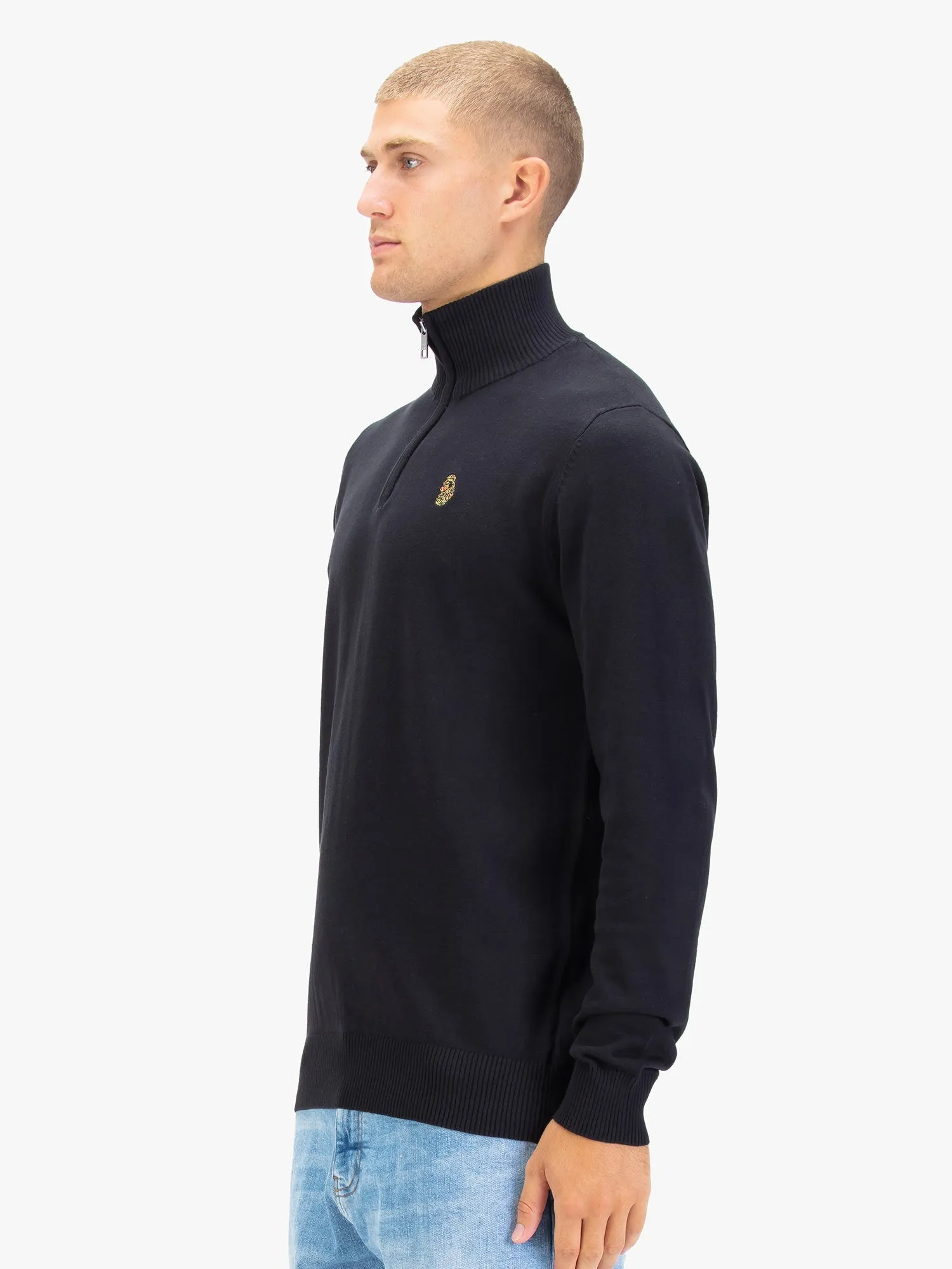 Pretender Quarter Zip Knitted Jumper - Black sold by Luke 1977 product image thumbnail 3