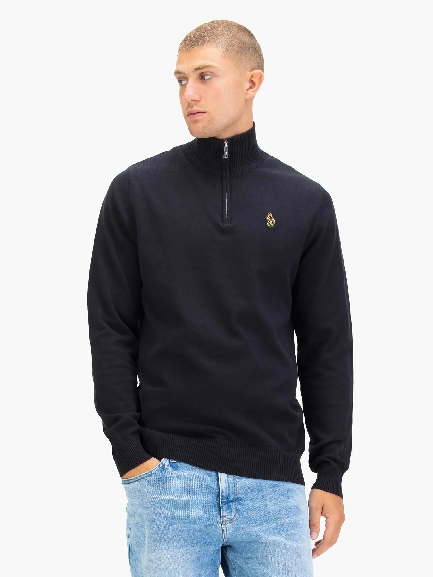 Pretender Quarter Zip Knitted Jumper - Black sold by Luke 1977 product image thumbnail 2