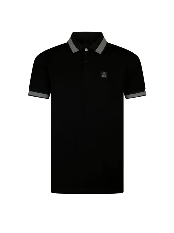 Makati Cotton Pique Polo Shirt - Black/Silver made by Luke 1977