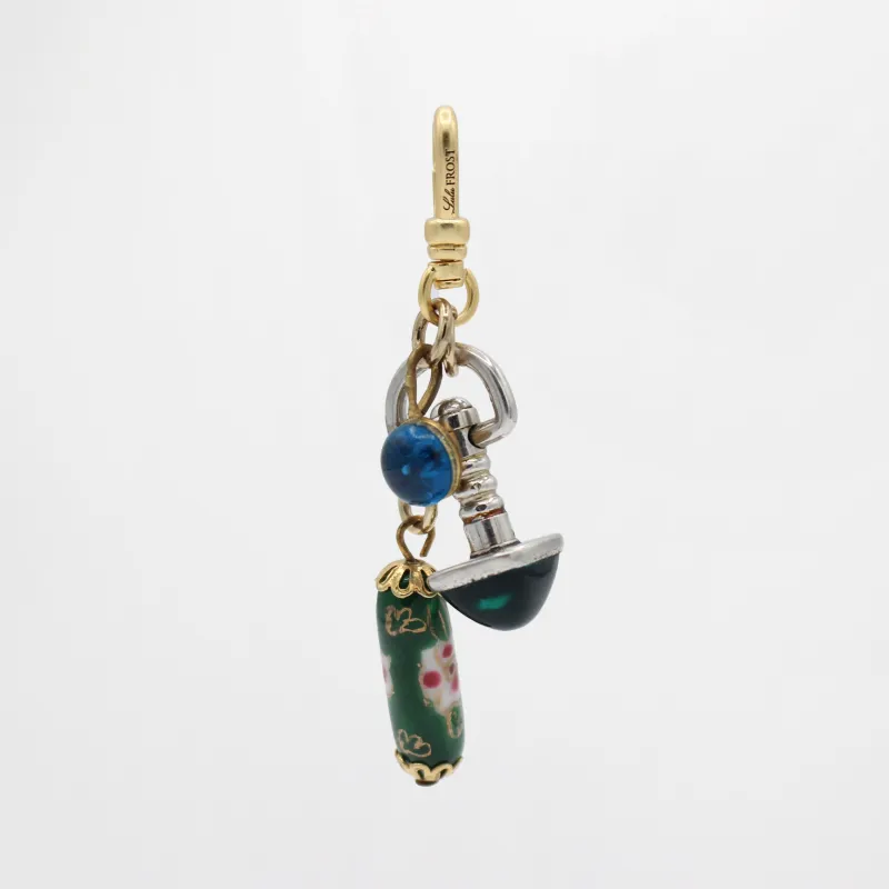 St. Paddy’s Day Cluster Green Murano Bead Blue Glass Cufflink Charm sold by Lulu Frost