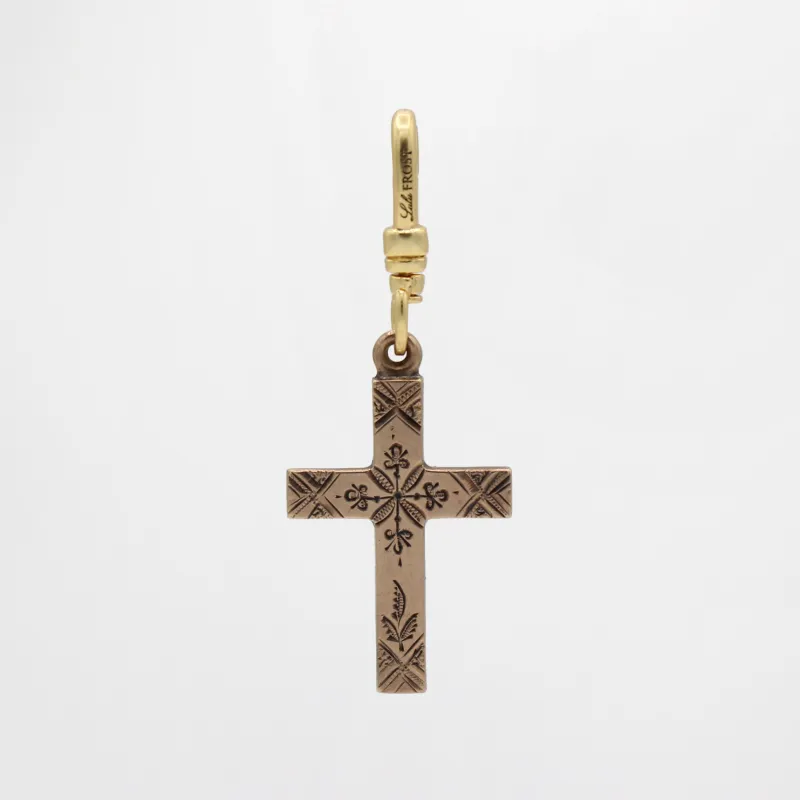 Antique 10k Goldfill Engraved Victorian Cross Charm sold by Lulu Frost