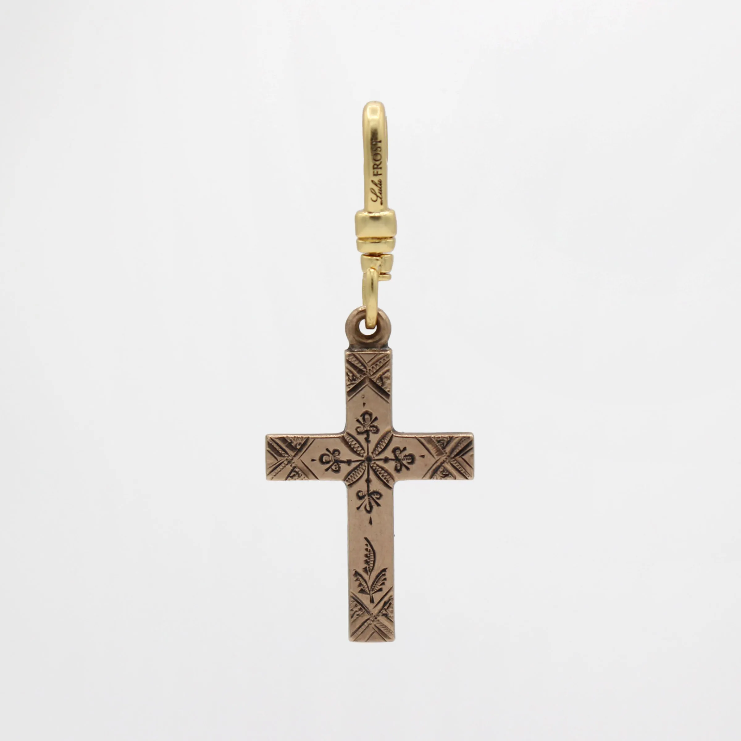 Antique 10k Goldfill Engraved Victorian Cross Charm sold by Lulu Frost