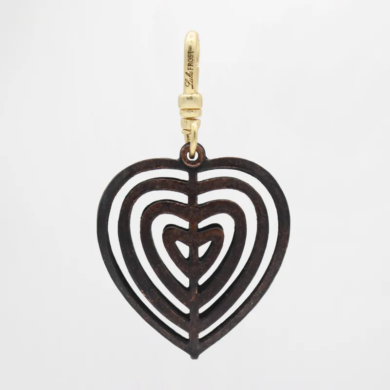 Vintage Open Heart Caged Deep Patina Charm sold by Lulu Frost