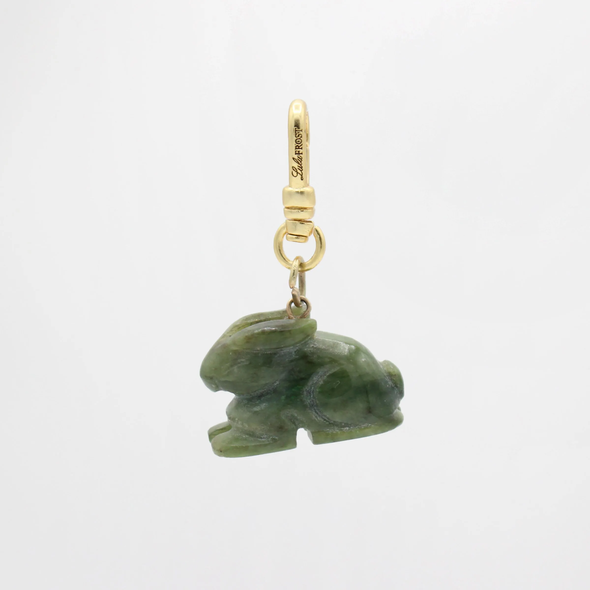 Vintage Handcarved Spinach Jade Bunny Dearest Hoppy Charm sold by Lulu Frost product image thumbnail 2