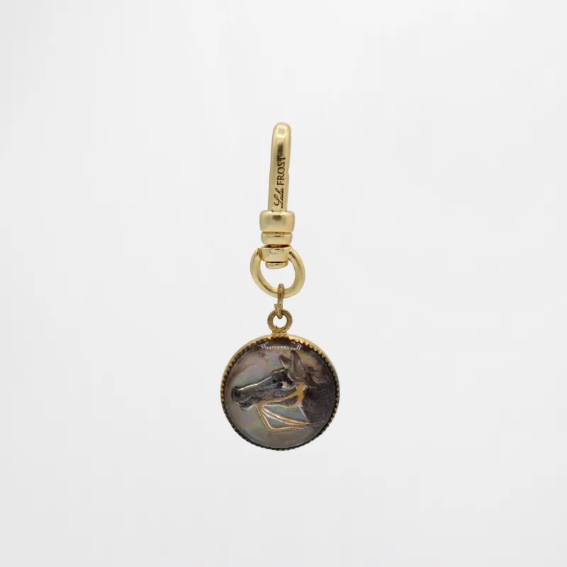 Antique Reverse Carved Rock Crystal Hand-painted Horse Michael Charm sold by Lulu Frost