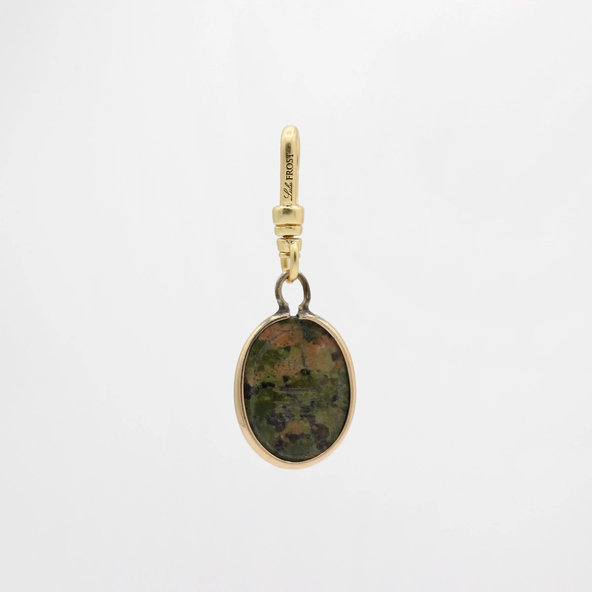 Antique Handcarved Mossy Agate Scarab Goldfill Ma'at Charm sold by Lulu Frost product image thumbnail 2