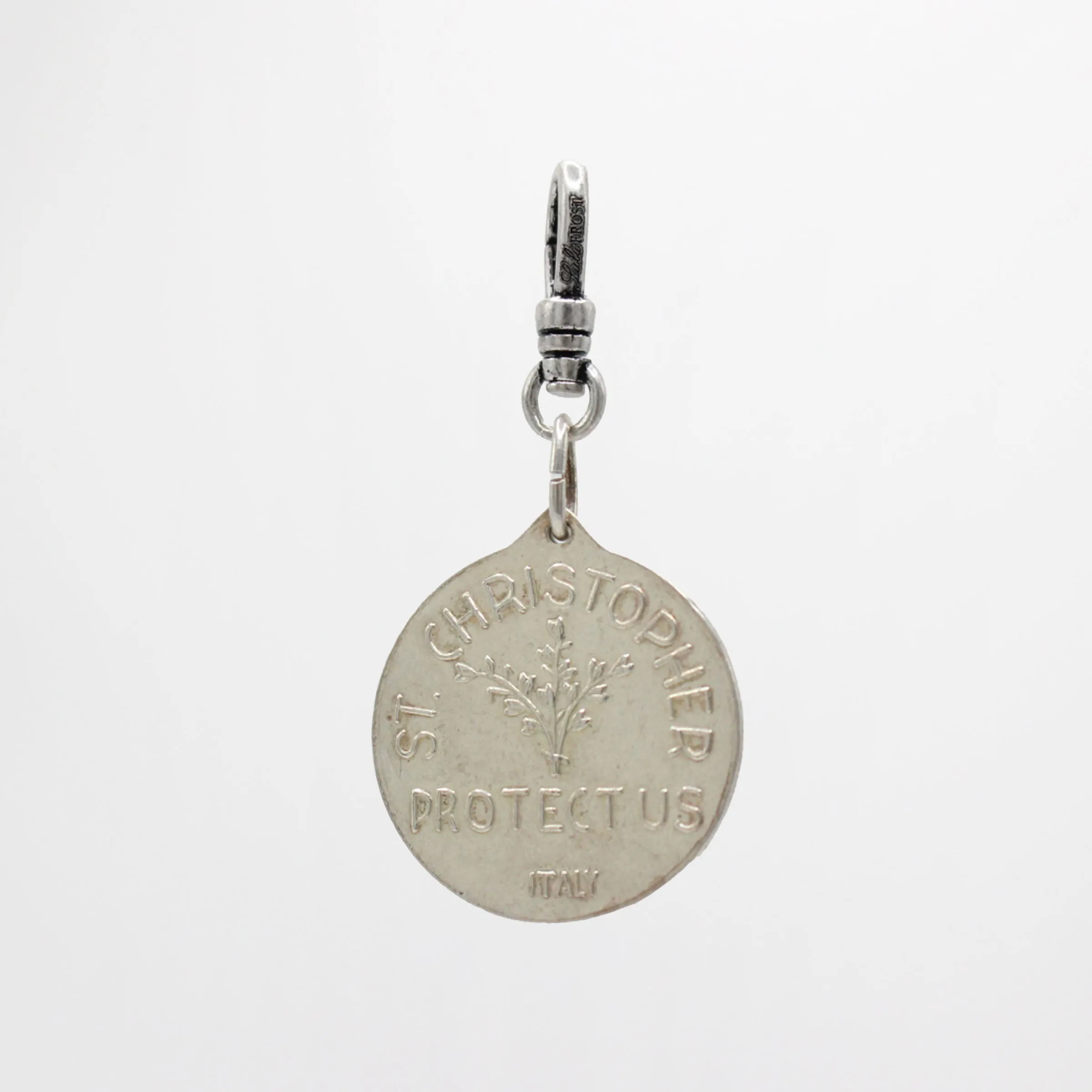 Vintage 1950's Silver/Pewter Mix St. Christopher Medallion Protect Us Charm sold by Lulu Frost product image thumbnail 2