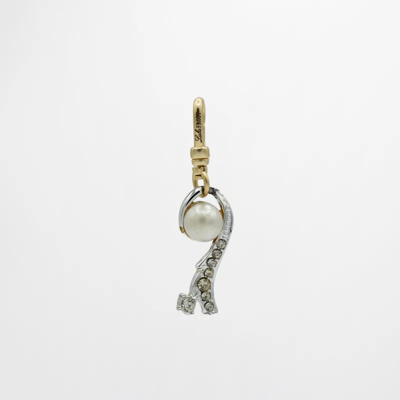 Vintage 1950's Glass Crystal and Pearl Swirl Charm made by Lulu Frost