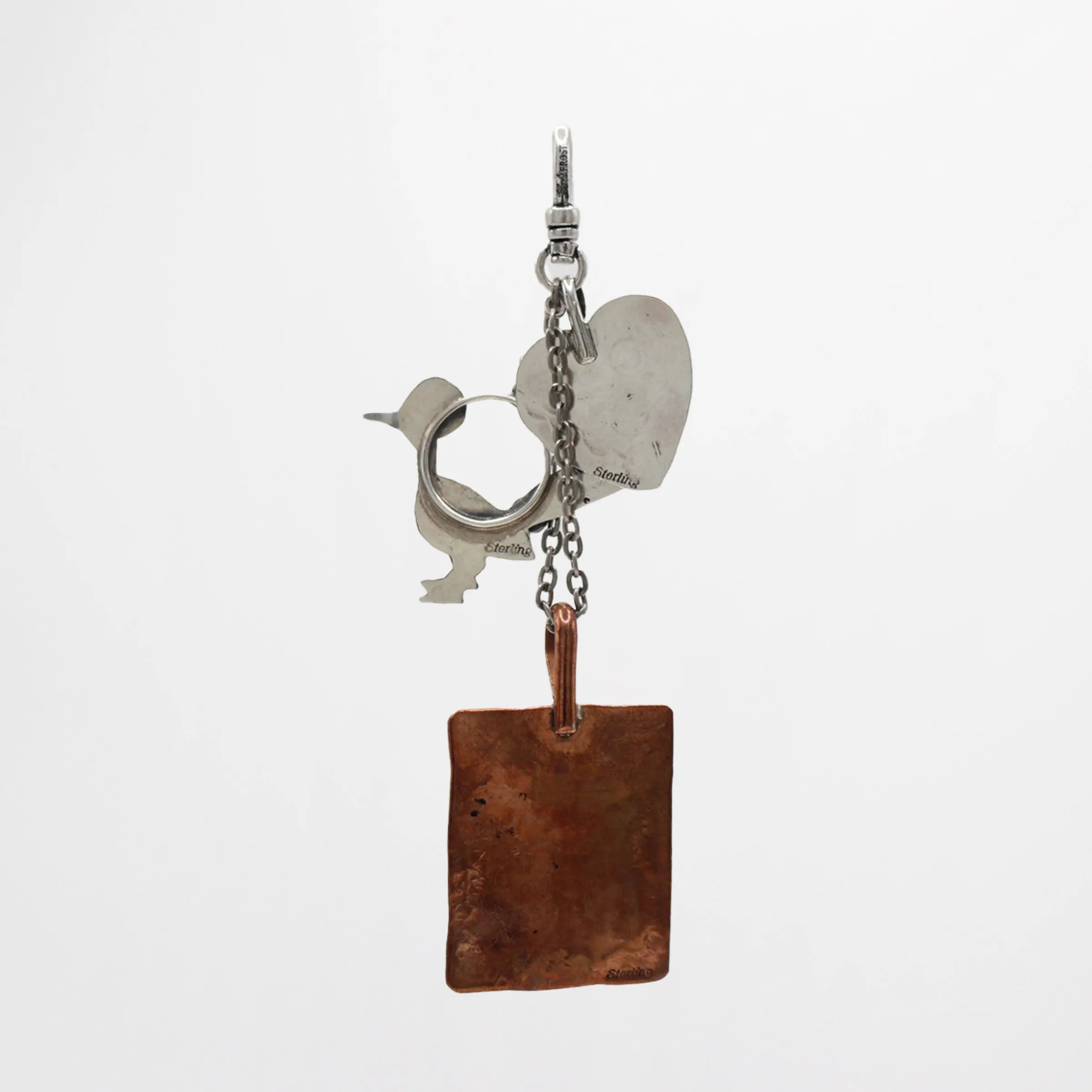 Navajo Sterling Heart, Road Runner and Lizard Cluster Charm sold by Lulu Frost product image thumbnail 2