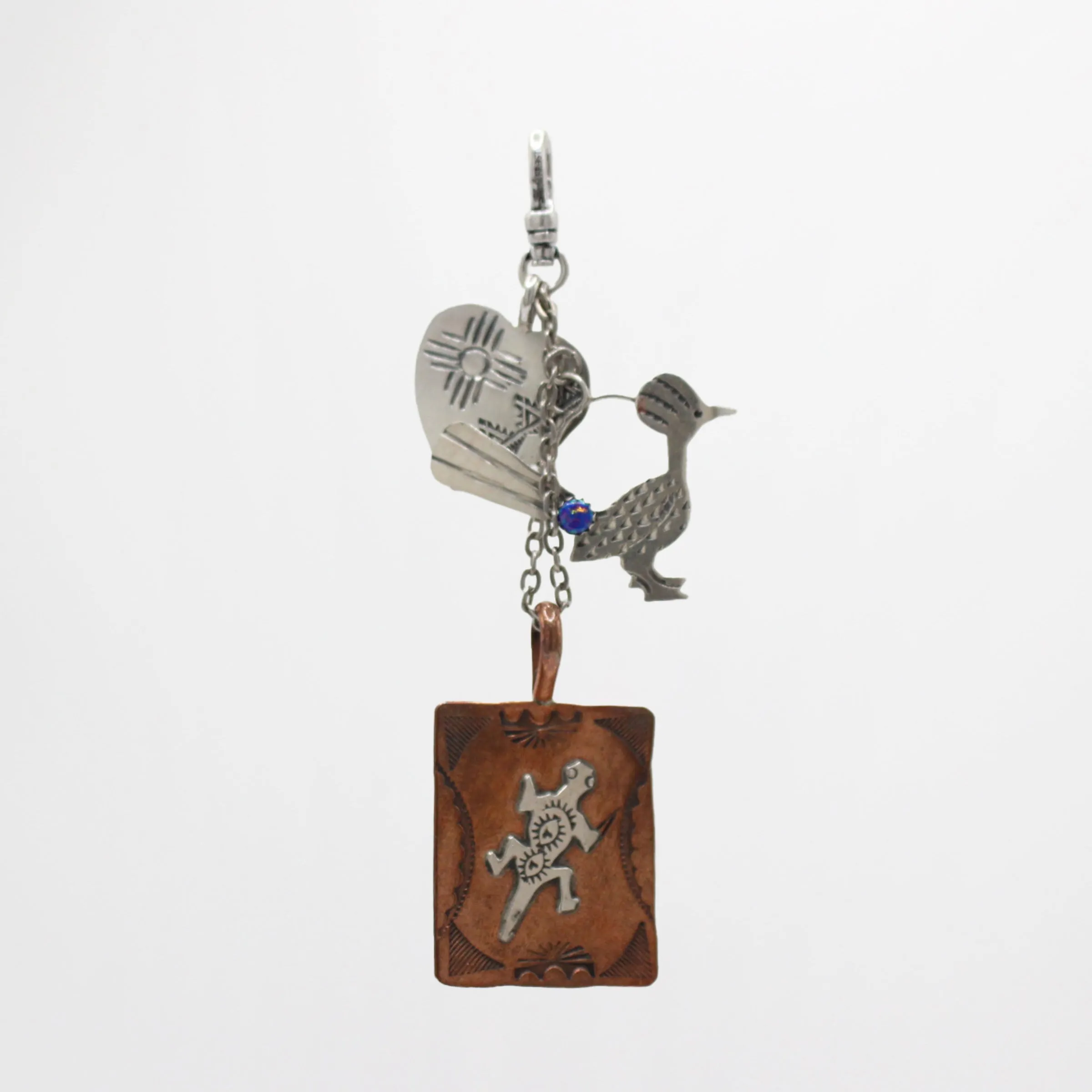 Navajo Sterling Heart, Road Runner and Lizard Cluster Charm sold by Lulu Frost