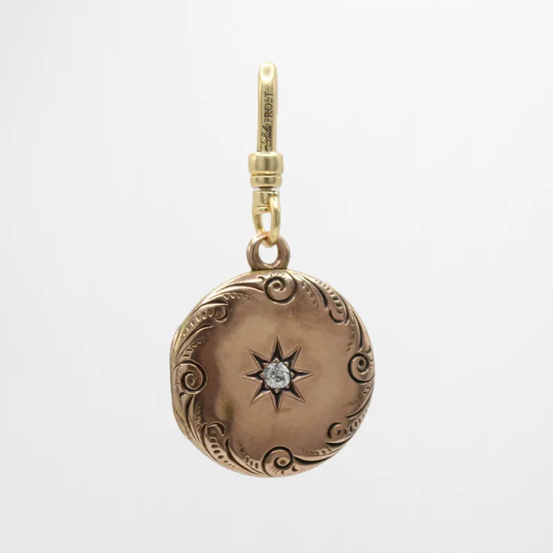 Antique Victorian Circular Scrolled Paste Locket Charm sold by Lulu Frost