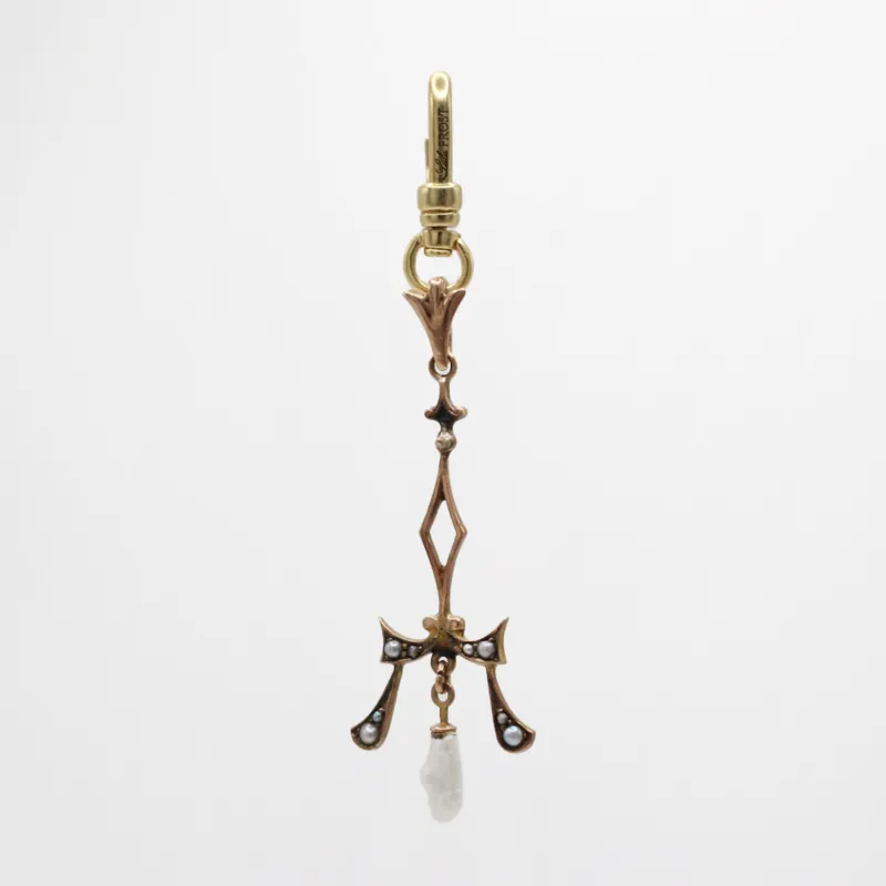 Antique Victorian 10kt Gold Seed Pearl Chandelier Charm sold by Lulu Frost