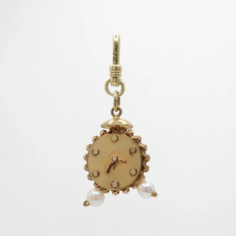 Vintage Tick Tock Goes the Clock 10 K GF Pearl Charm sold by Lulu Frost