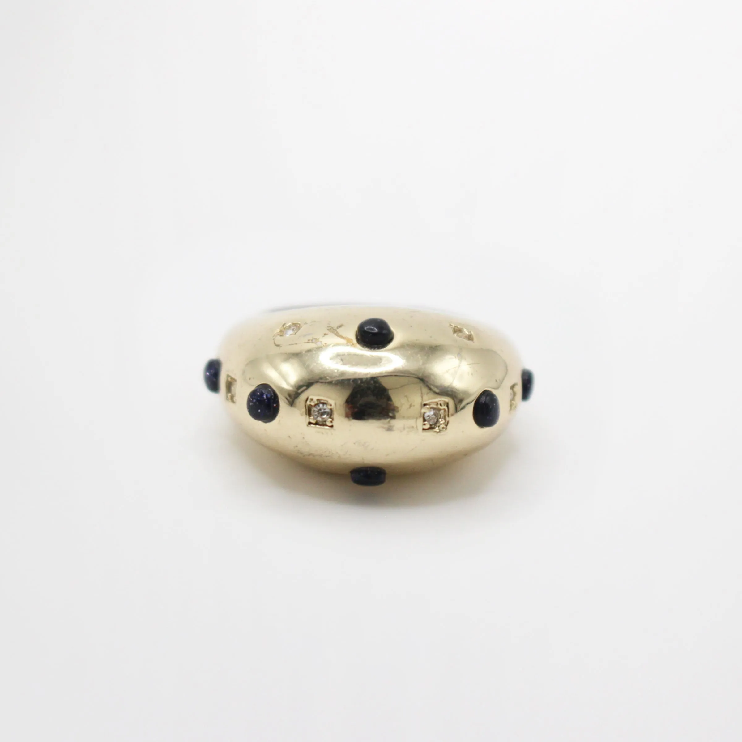 Archival Lulu Goldstone Cabochon and Crystal 80s Inspired Gold Domed Ring sold by Lulu Frost product image thumbnail 3