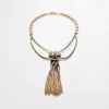 Archival Lulu Anita Geometric Pearl Cabochon Fringe Necklace sold by Lulu Frost