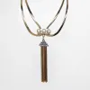 Archival Lulu Anita Geometric Pearl Cabochon Fringe Necklace sold by Lulu Frost