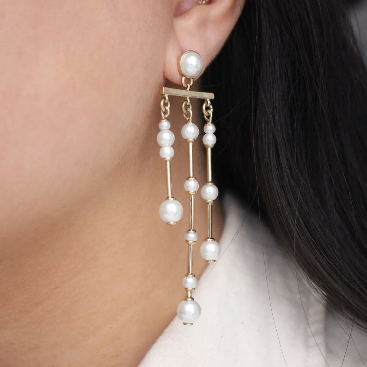 Archival Lulu Glass Pearl Chandelier Statement Earring sold by Lulu Frost product image thumbnail 2