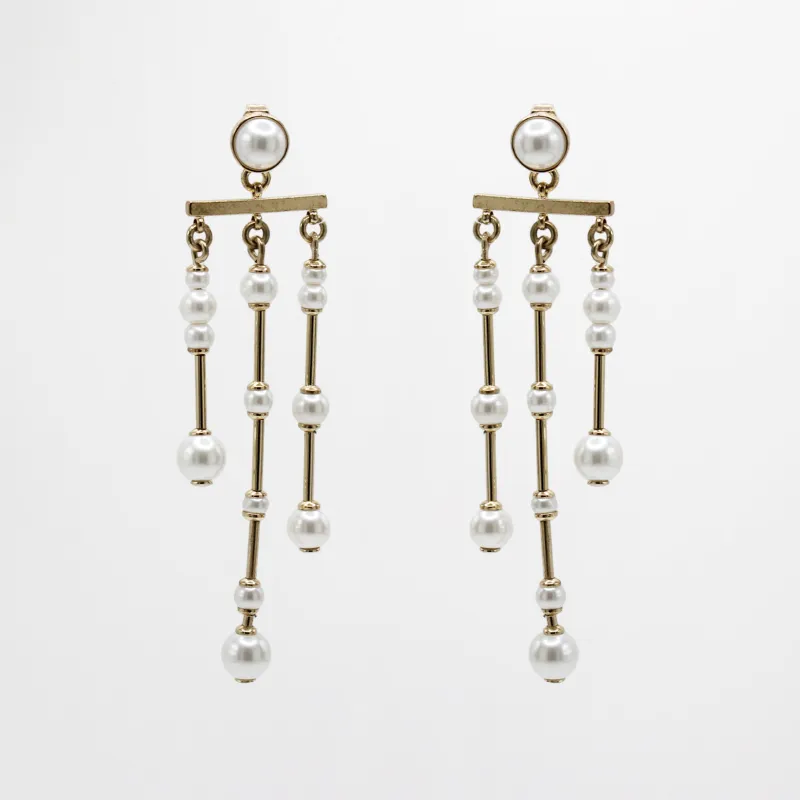 Archival Lulu Glass Pearl Chandelier Statement Earring sold by Lulu Frost