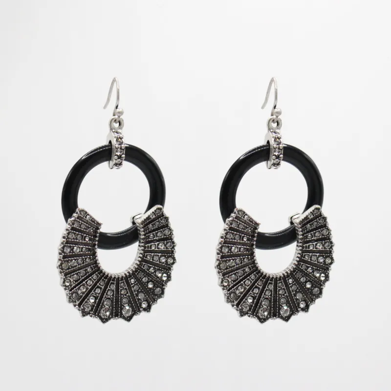 Archival Lulu Enameled Arcs Glass Crystal Art Deco Earring sold by Lulu Frost