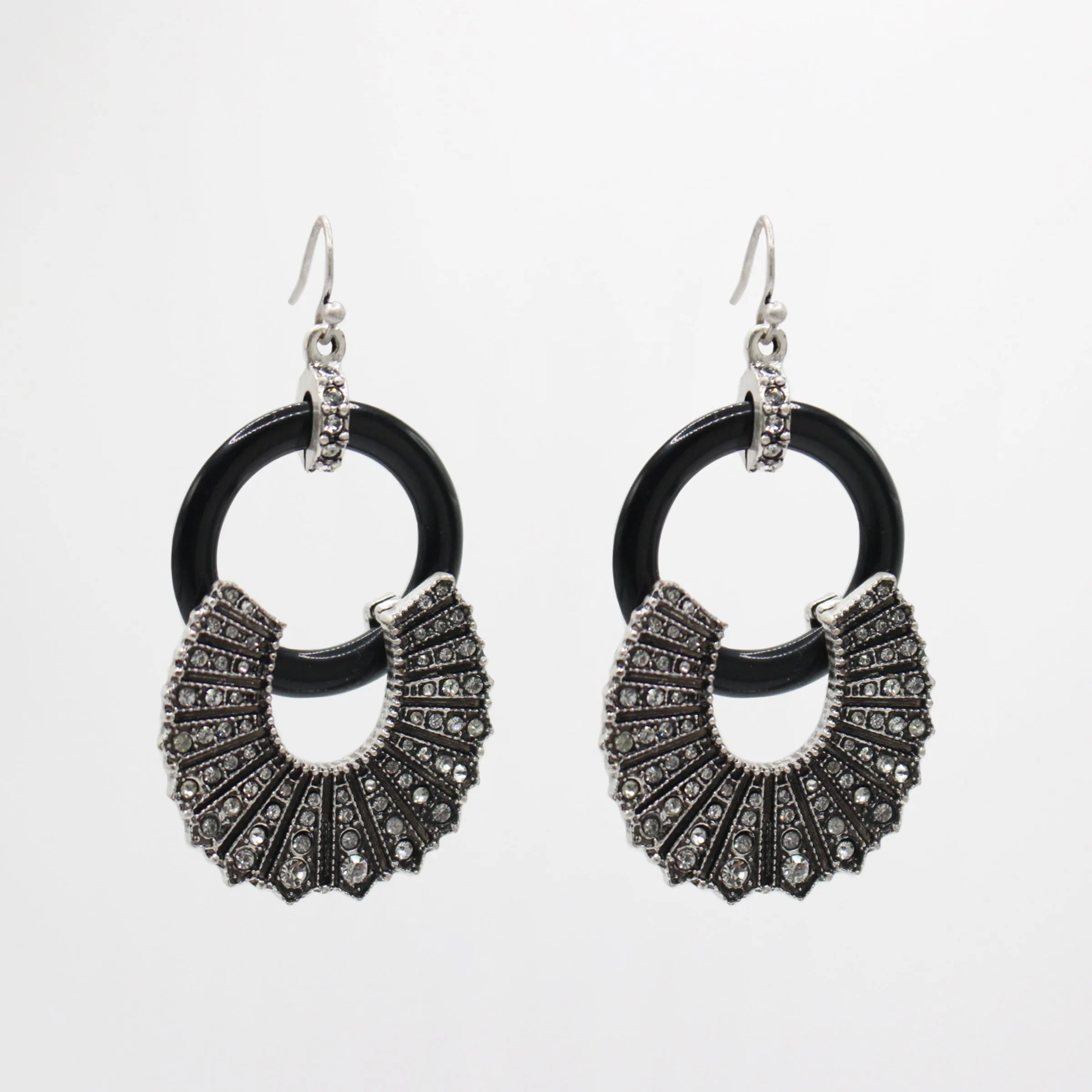 Archival Lulu Enameled Arcs Glass Crystal Art Deco Earring sold by Lulu Frost