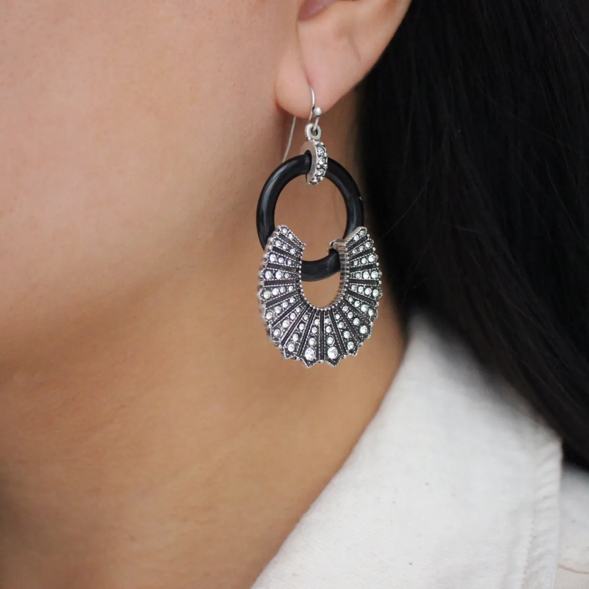 Archival Lulu Enameled Arcs Glass Crystal Art Deco Earring sold by Lulu Frost product image thumbnail 2