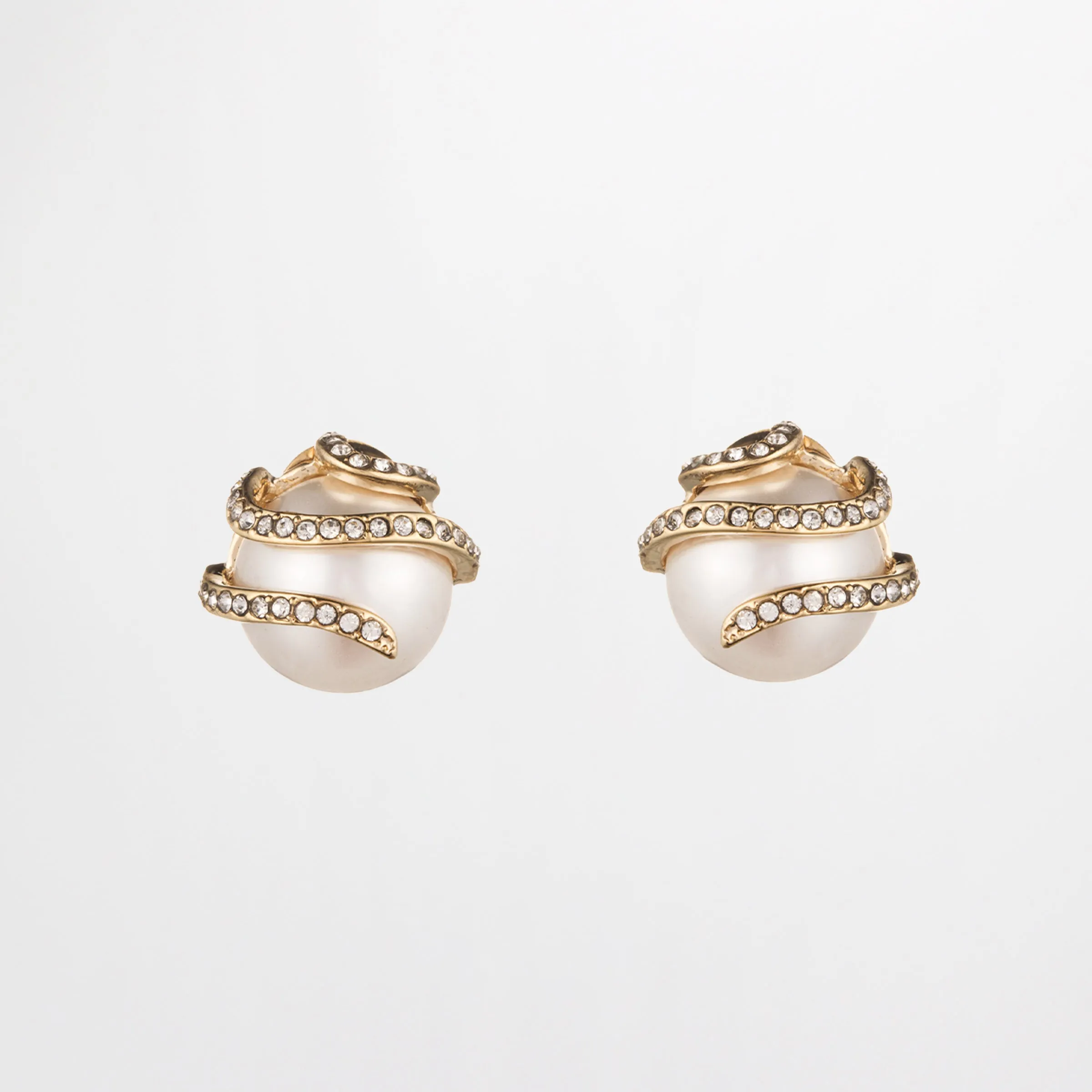 Archival Lulu Spiral Crystal Wrapped Glass Pearl Stud Earring sold by Lulu Frost