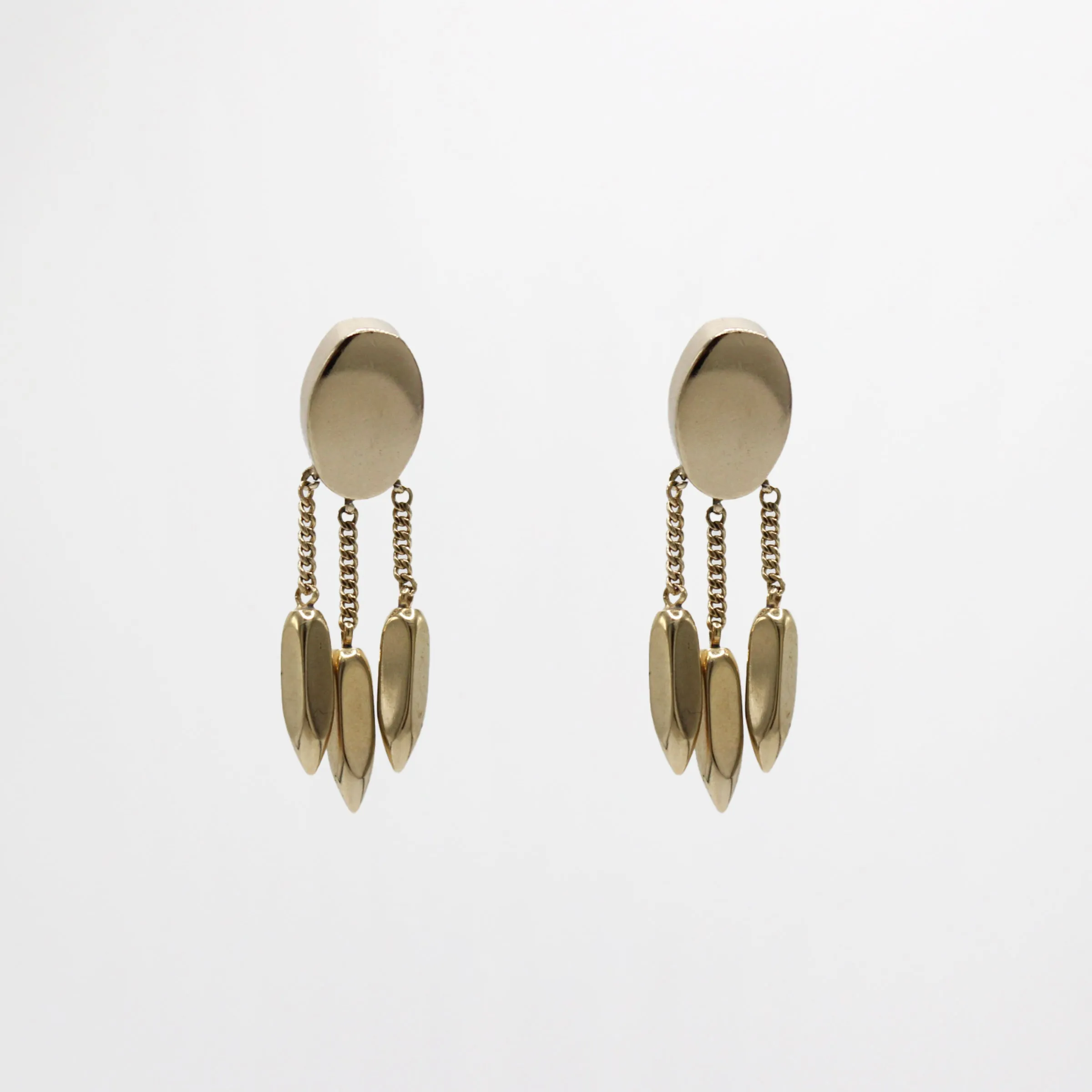 Vintage Gold Plated Oval 3 Dimensional Monet Clip-On Tassle Earrings sold by Lulu Frost