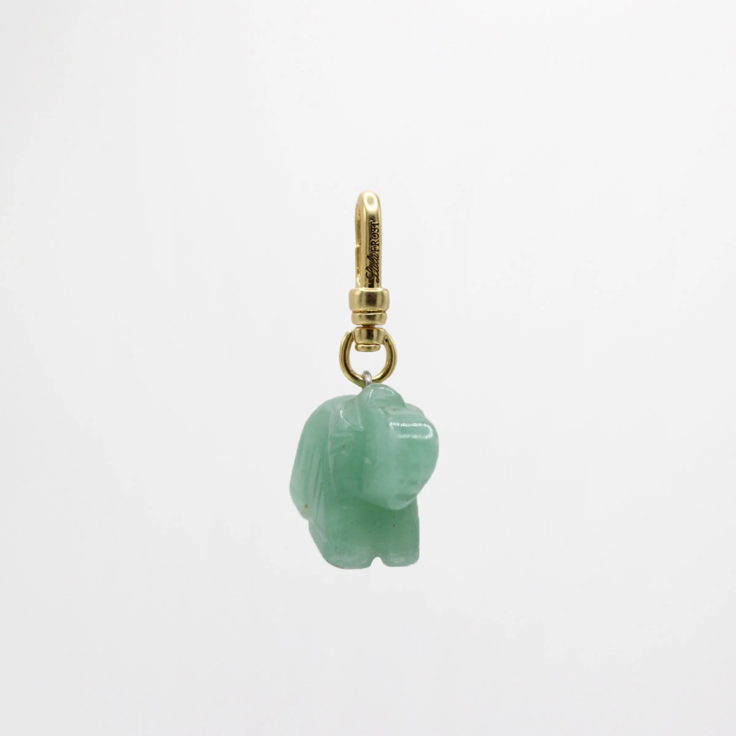 Vintage Handcarved Mint Green Aventurine Elephant Charm sold by Lulu Frost product image thumbnail 3