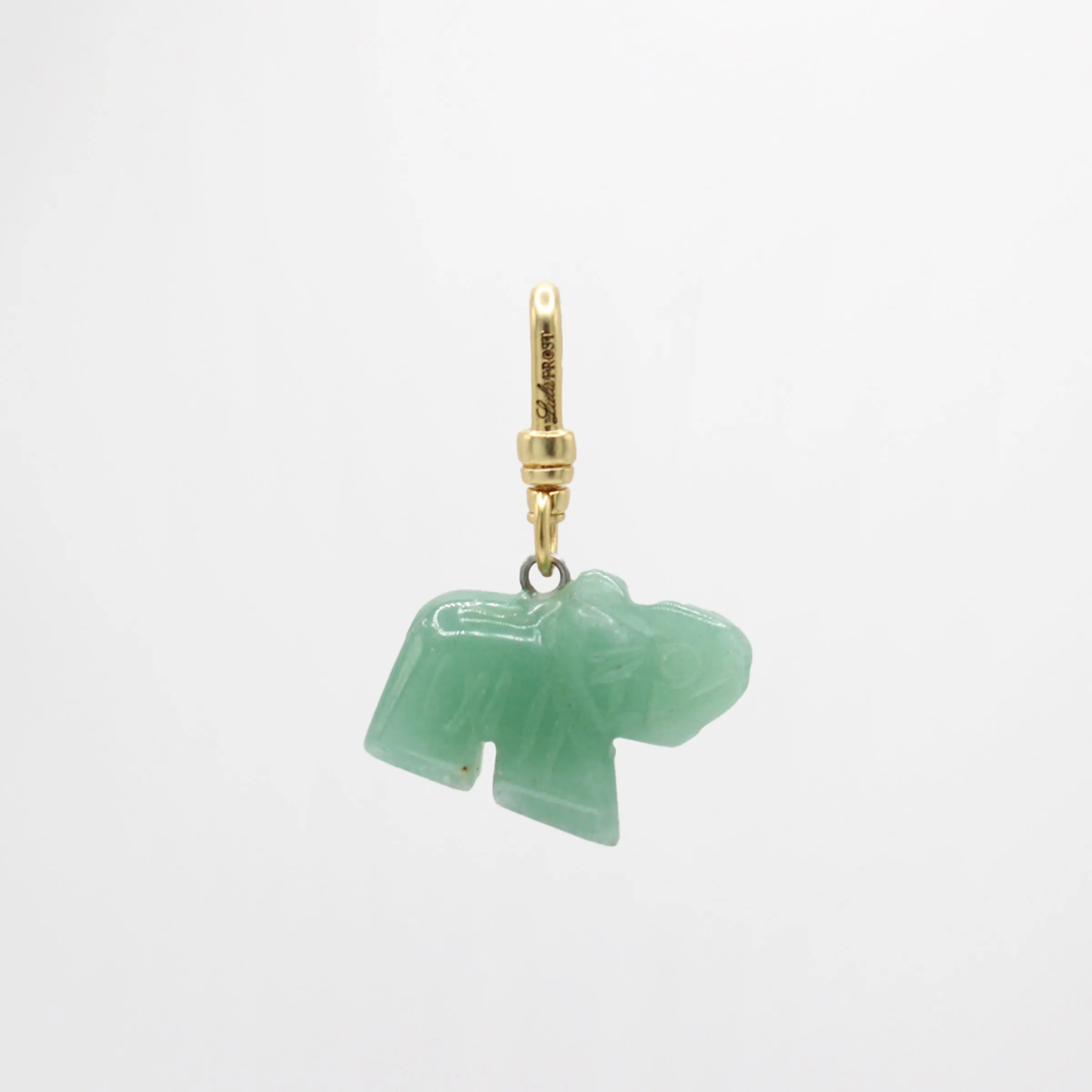Vintage Handcarved Mint Green Aventurine Elephant Charm sold by Lulu Frost