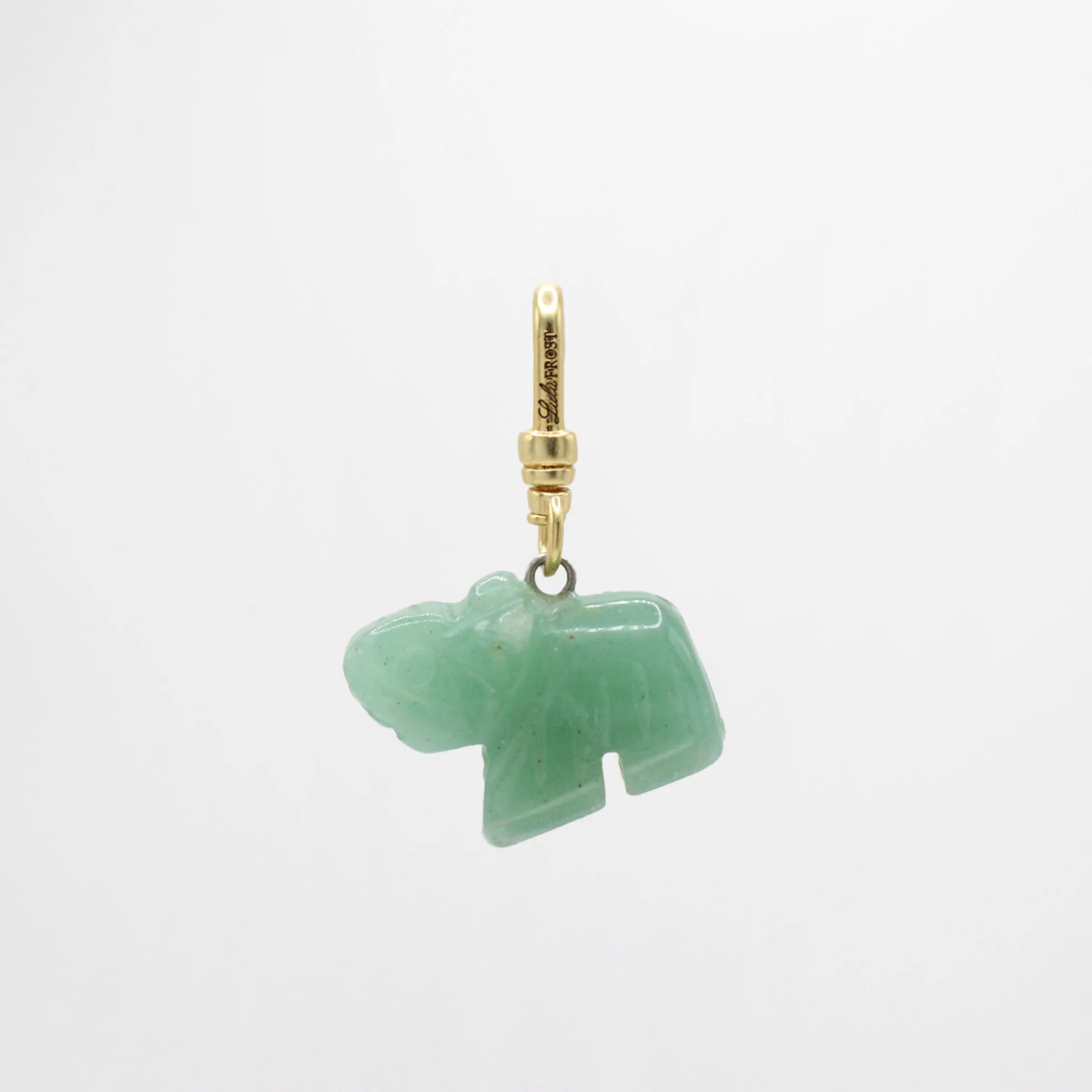 Vintage Handcarved Mint Green Aventurine Elephant Charm sold by Lulu Frost product image thumbnail 2