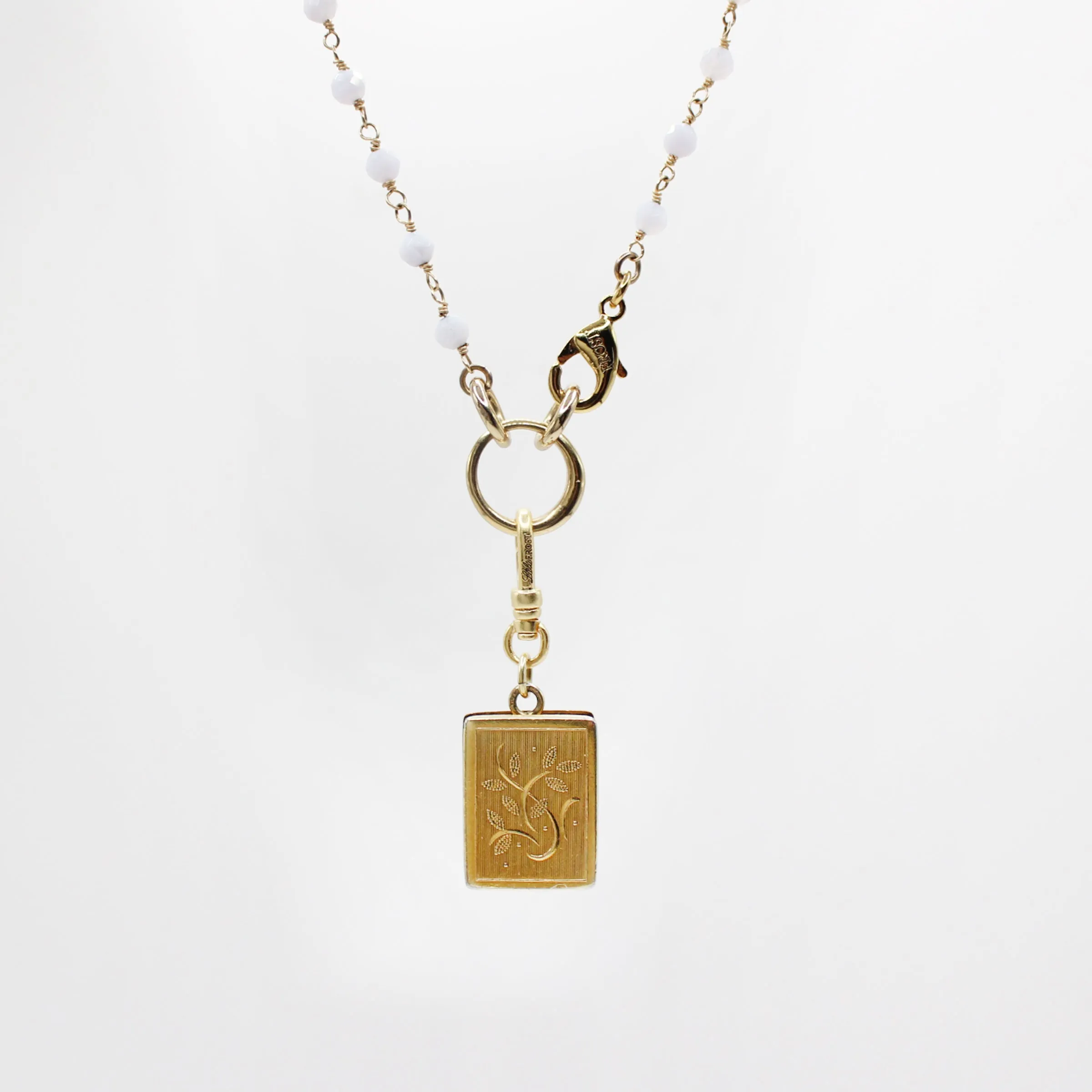 Antique Floral Scrolled Pinstripe Locket in 10kt Goldfill Betsy Charm sold by Lulu Frost product image thumbnail 2