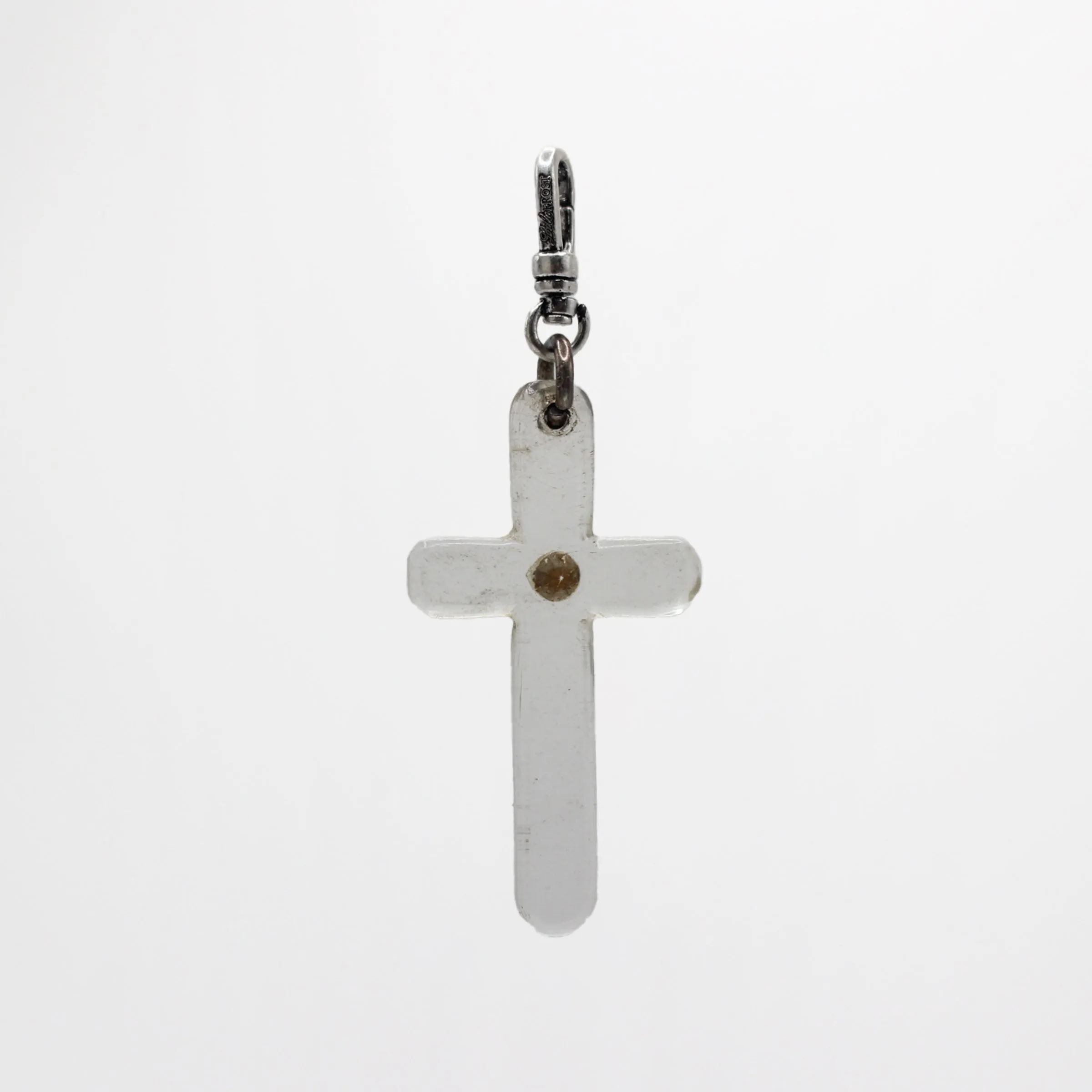 Vintage Carved Clear Lucite Cross Charm sold by Lulu Frost product image thumbnail 2