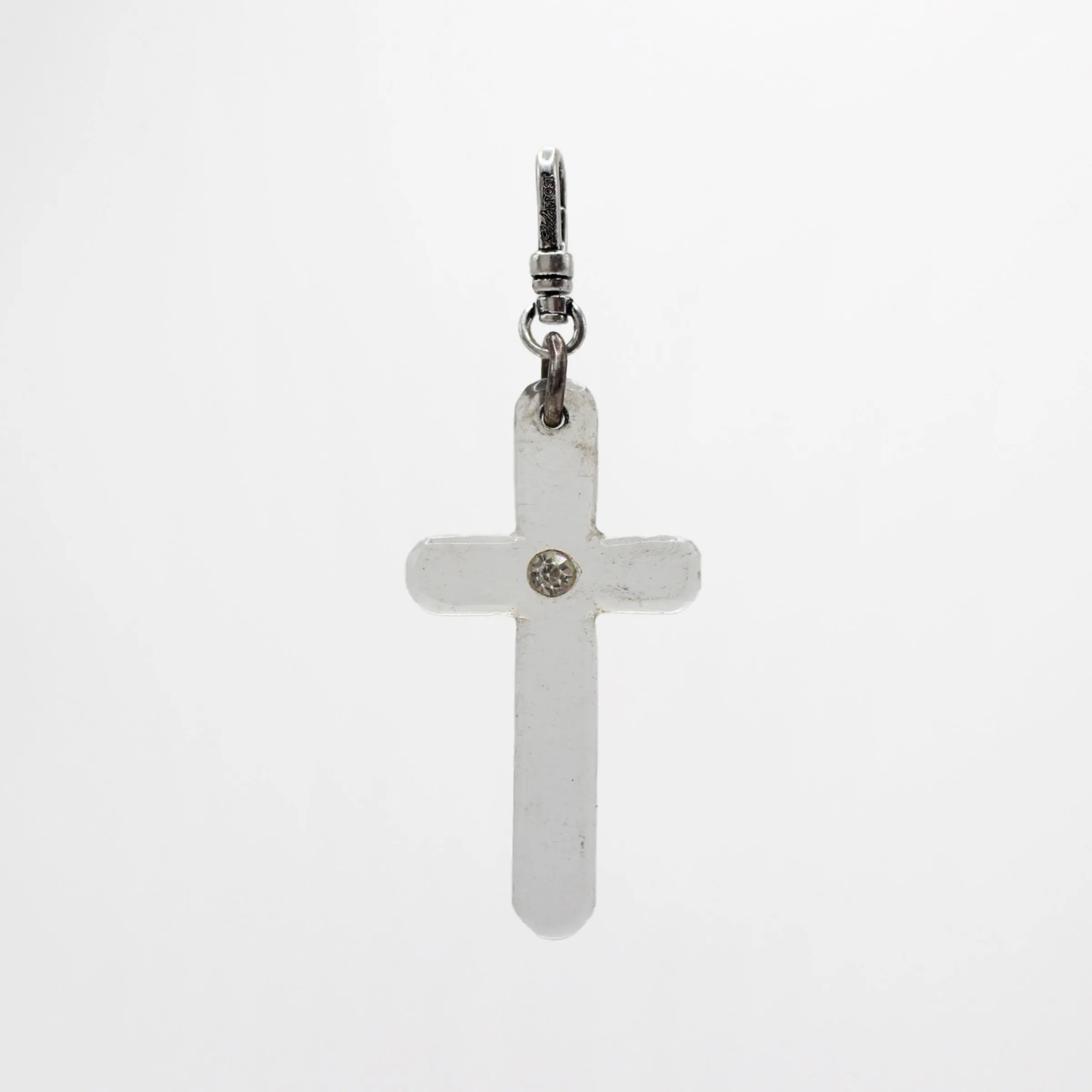 Vintage Carved Clear Lucite Cross Charm sold by Lulu Frost