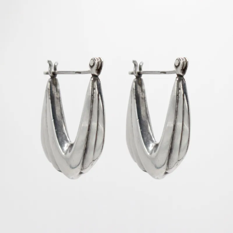 Santa Fe Draped Sterling Silver Hollowform Sterling Silver Hoop Earrings sold by Lulu Frost