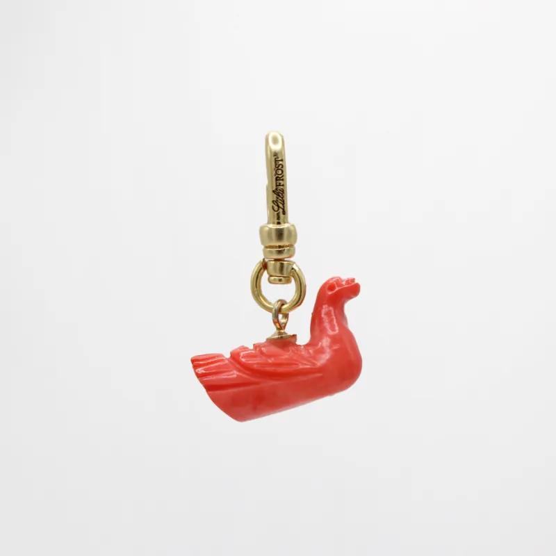 Elizabeth Antique Hand-Carved C0ral Swimming Bird Charm sold by Lulu Frost